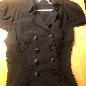 NATHAN JENDEN 100% SILK BLACK BLOUSE BUTTONS